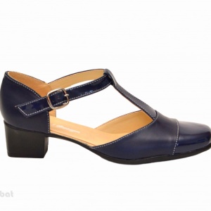 Pantofi dama piele naturala bleumarin cu bareta