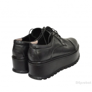 37 - Pantofi negri dama cu talpa inalta 5,5 cm din piele naturala cod P204 - Lichidare Stoc - Img 2