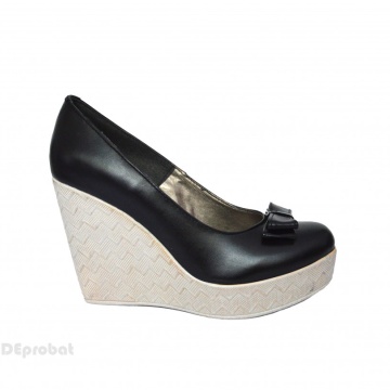 Pantofi negri dama din piele naturala platforma 11 cm