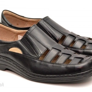 40 - Pantofi barbati piele naturala negri de vara cu elastic cod P20 - LICHIDARE STOC 40