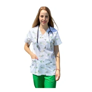 Bluza medicala alba cu pene