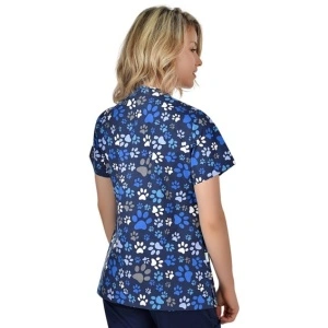 Bluza medicala albastra cu labute