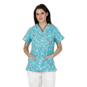 Bluza medicala albastru deschis cu dintisori 2