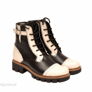 Bocanci dama piele naturala Negru cu Alb sport-casual cod BOC17