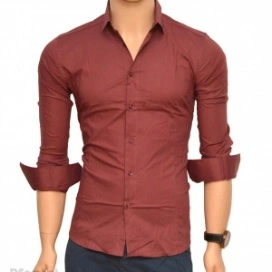 Camasa Slim Fit grena prafuit casual-eleganta - Camasa grena barbati