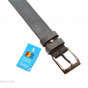 Curea piele naturala intoarsa Gri inchis (latime 3,3 cm)
