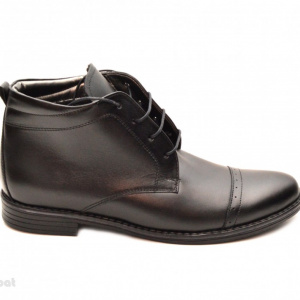 Ghete barbati piele naturala Negre casual-elegante cu siret