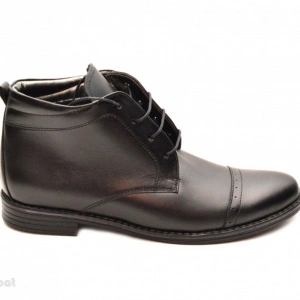 Ghete barbati piele naturala Negre casual-elegante cu siret