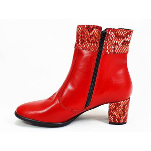 Ghete dama rosii din piele naturala cu toc imbracat cod G303 - Img 4