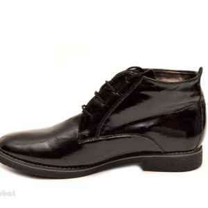 Ghete negre lacuite dama cu siret din piele naturala cod G41 - Img 4