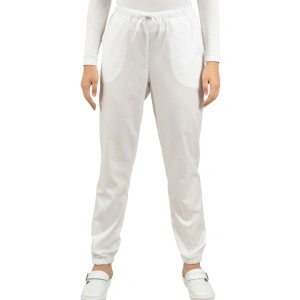 Pantaloni albi cu elastic la glezna - unisex - strech