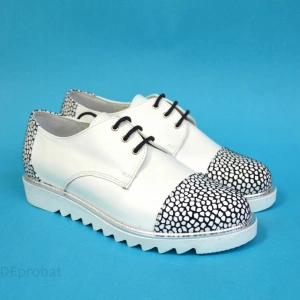 Pantofi albi dama casual din piele naturala cod P366