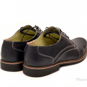 Pantofi barbati piele naturala bleumarin casual-eleganti cu siret cod P120 - Img 2