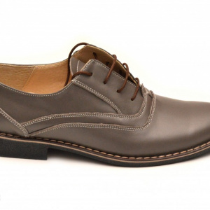 Pantofi barbati piele naturala Gri casual-eleganti cu siret cod P52 - Img 3