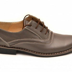 Pantofi barbati piele naturala Gri casual-eleganti cu siret