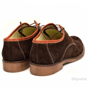 Pantofi barbati piele naturala velur maro casual-eleganti cu siret