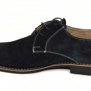 Pantofi barbati piele naturala velur negri casual-eleganti cu siret