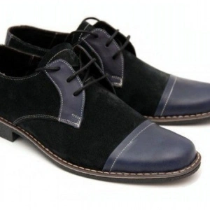 Pantofi bleumarin barbati piele naturala casual-office - cod P85BL