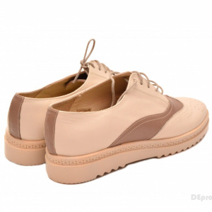 Pantofi dama bej casual-eleganti din piele naturala cod P53 - Img 2