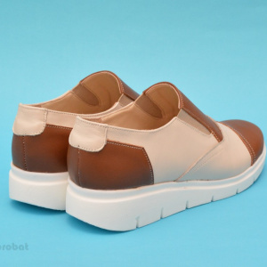 Pantofi dama bej casual-eleganti din piele naturala cu elastic