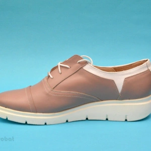 Pantofi dama crem cu alb casual-eleganti din piele naturala