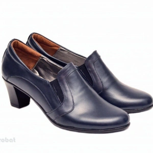 Pantofi dama eleganti bleumarin din piele naturala cu toc 6 cm cod P138