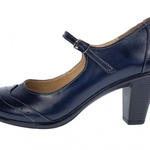 Pantofi dama eleganti din piele naturala Bleumarin cu toc de 5 cm