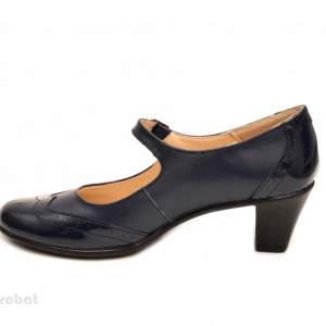 Pantofi dama eleganti din piele naturala bleumarin cu toc de 5 cm