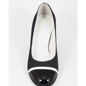 Pantofi dama eleganti din piele naturala negri cu buline