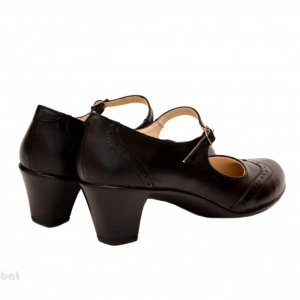 Pantofi dama eleganti din piele naturala negri cu toc de 5 cm