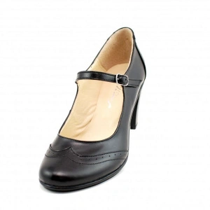 Pantofi dama eleganti din piele naturala negri cu toc de 7 cm