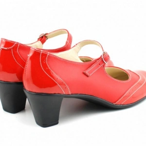 Pantofi dama eleganti din piele naturala rosii cu toc de 5 cm