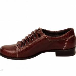 Pantofi dama grena cu siret elastic din piele naturala