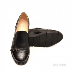 Pantofi dama negri sport-casual din piele naturala cu elastic