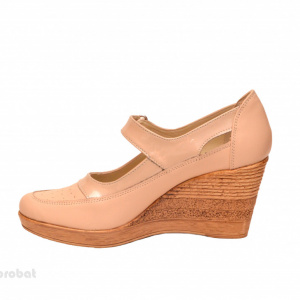 Pantofi dama piele naturala bej cu platforma