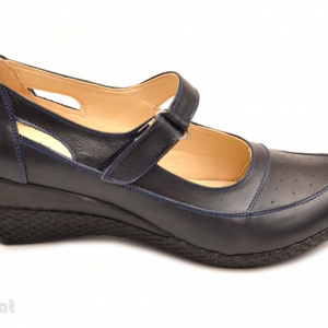 Pantofi dama piele naturala bleumarin cu platforma