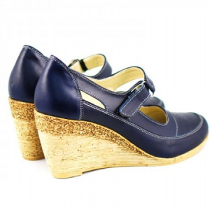 Pantofi dama piele naturala bleumarin cu platforma