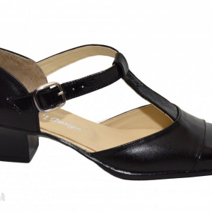Pantofi dama piele naturala negri cu bareta cod P26 - Img 4