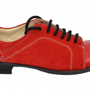 Pantofi dama piele naturala rosii cu siret