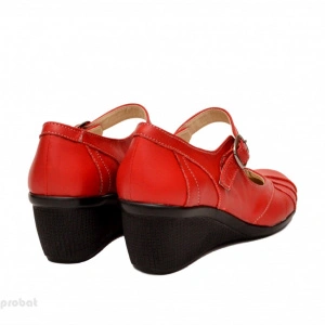 Pantofi dama rosii din piele naturala cu platforma