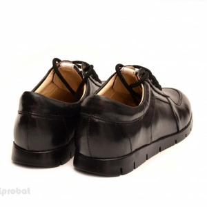 Pantofi dama sport-casual negri din piele naturala cu siret