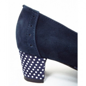 Pantofi eleganti dama bleumarin din piele naturala velur