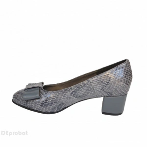 Pantofi gri dama eleganti din piele naturala