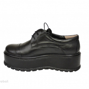 Pantofi negri dama cu talpa inalta 5,5 cm din piele naturala cod P204 - Img 4
