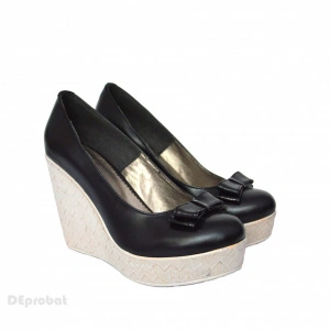 Pantofi negri dama din piele naturala platforma 11 cm cod P369N