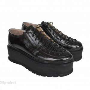 Pantofi negri lăcuiți damă din piele naturală cu talpă înaltă 5,5 cm