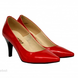 Pantofi stiletto rosii lacuiti dama eleganti din piele naturala cod P332R