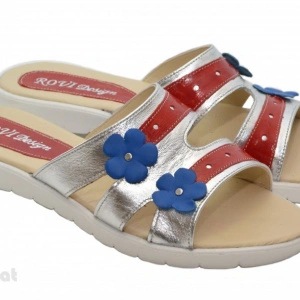 Papuci dama piele naturala cu floricele cod PP13