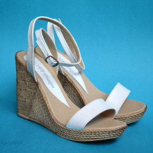 Sandale dama albe cu platforma de 10,5 cm din piele naturala cod S53ALB