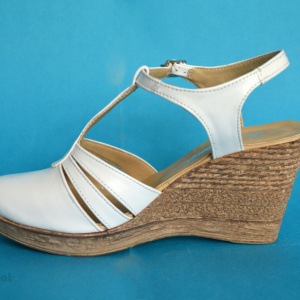 Sandale dama albe cu platforma din piele naturala cod S55ALB - Img 4